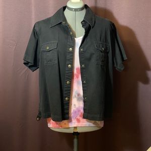 Vintage Black Denim Button Up